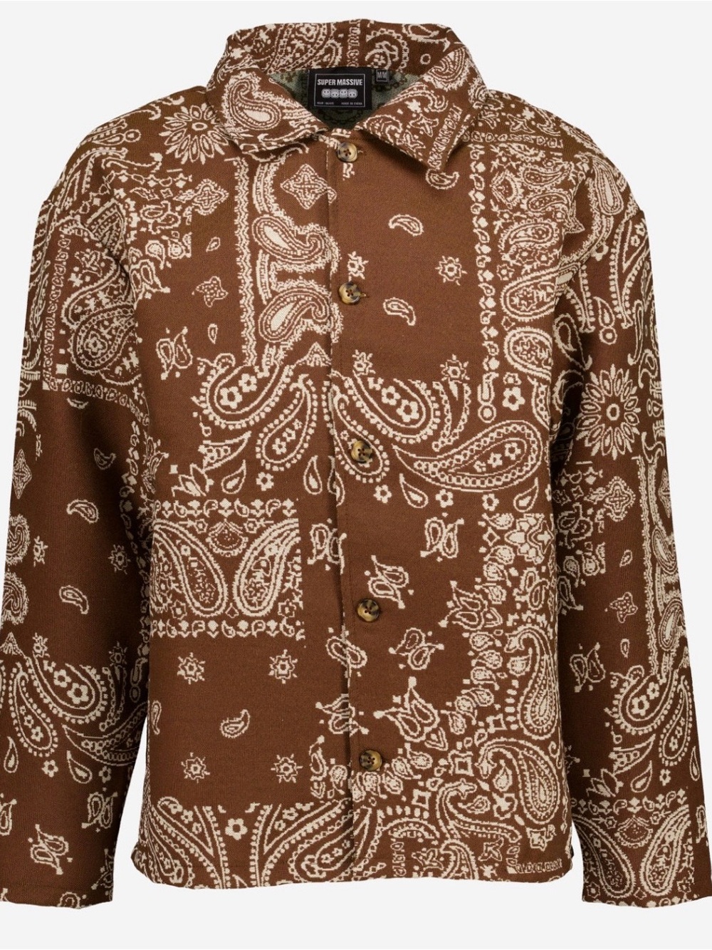 NEW MENS Super Massive NYC Bandana Paisley Brown lightweight jacket size large